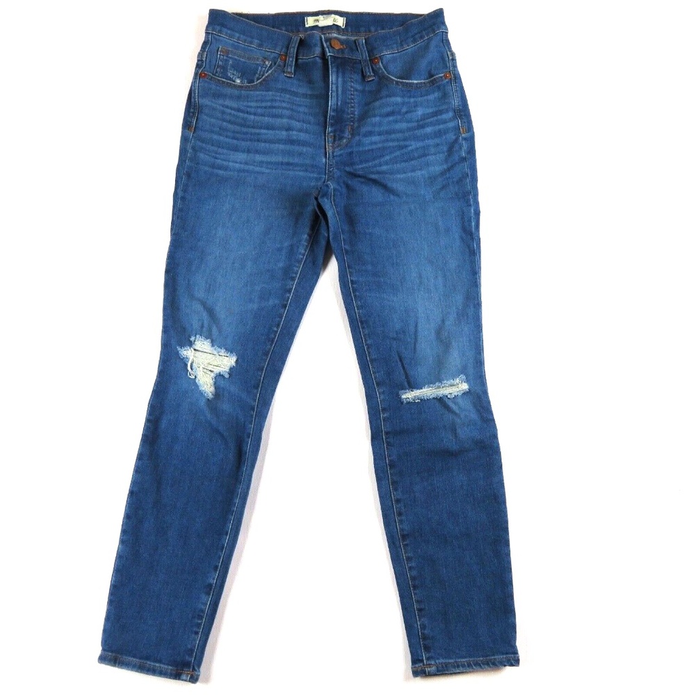 MADEWELL 9" High Rise Skinny Ripped Cropped Jeans